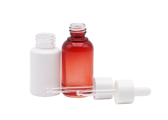 ক্লিয়ার রেড গ্লাস এসেনশিয়াল অয়েল বোতল 30ml 50ml 100ml ফ্রস্টেড ক্লিয়ার কসমেটিক ড্রপার বোতল