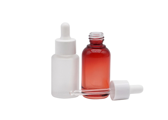 ক্লিয়ার রেড গ্লাস এসেনশিয়াল অয়েল বোতল 30ml 50ml 100ml ফ্রস্টেড ক্লিয়ার কসমেটিক ড্রপার বোতল