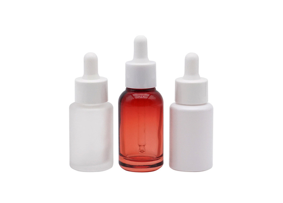 ক্লিয়ার রেড গ্লাস এসেনশিয়াল অয়েল বোতল 30ml 50ml 100ml ফ্রস্টেড ক্লিয়ার কসমেটিক ড্রপার বোতল