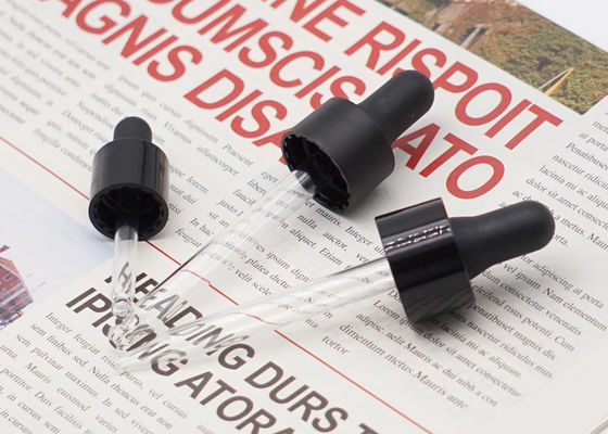 বোতলের জন্য 15 মিমি 18 মিমি 24 মিমি কালো গ্লাস ড্রপার পিপেট মসৃণ প্লাস্টিক ক্যাপ